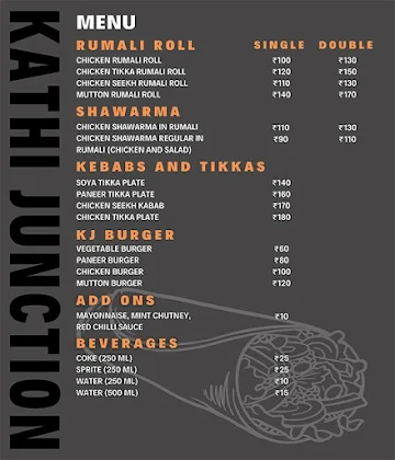 Kathi Junction menu 