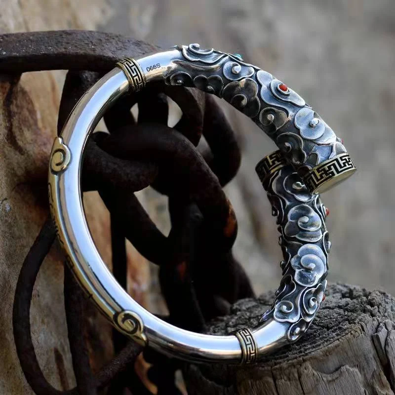 Bracelet Homme Style Rétro Dominateur Fait Main Dinghaishen Needle pour Affirmer Votre Style et Ajouter une Touche Vintage Unique et Masculine