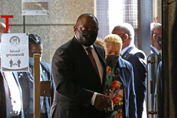 President Cyril Ramaphosa accompanied by his wife Dr Tshepo Motsepe as the president appears at the state capture commission to testify in his capacity as the president of the African National Congress