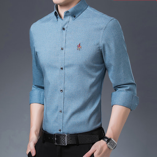 Title 6, Mens Long-Sleeved Bamboo Fiber Solid Color Fin...