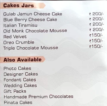 Cake Innovation menu 