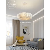 Đèn Chùm Lông Vũ Vòng Tròn 60Cm Phong Cách Bắc Âu Decor Lighting - 3 Chế Độ Ánh Sáng - Phòng Khách Phòng Ngủ Sang Trọng