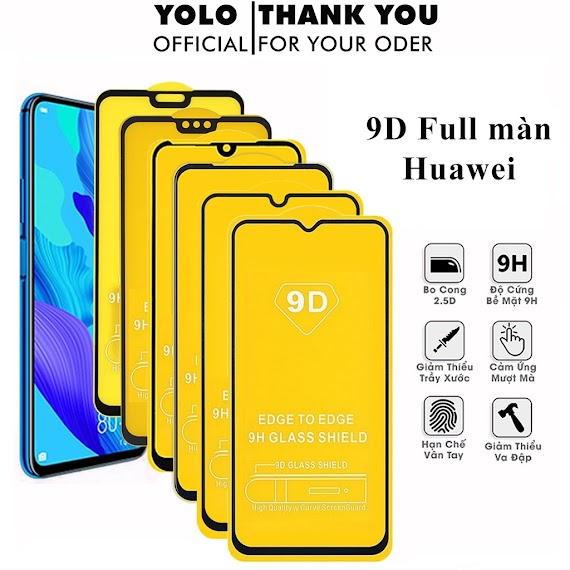 Kính Cường Lực Huawei Y7 Pro Y9 2019 Nova 3I Nova 2I P30 Lite Y9 Prime Nova 5T Full Màn Hình Tặng Kèm Khăn Lau [9D]