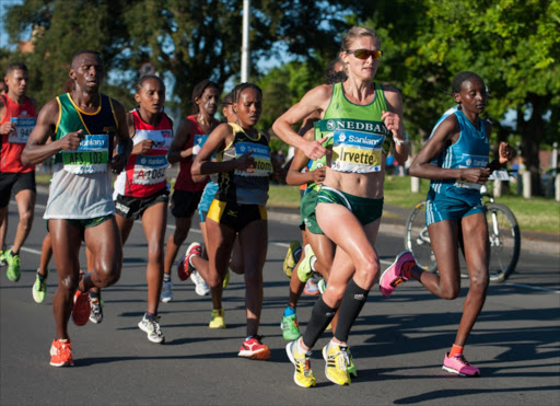 Irvette van Zyl during the 2014 Sanlam Cape Town marathon. Picture Credit: Gallo Images