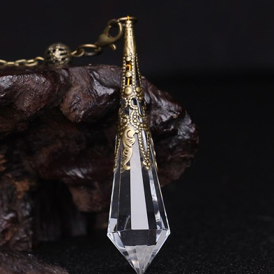 Spirit pendulum divination pendant energy stone natural crystal necklace gray moonlight purple powder white yellow blue 