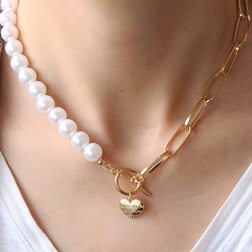 Title 1, Fashion Simple Pearl Heart-shaped English Lette...