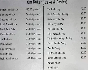 Om Bakers menu 