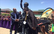 Premier Phumulo Masualle with Dali Tambo unveiling the statue of struggle stalwart O R Tambo on 6 December 2016.