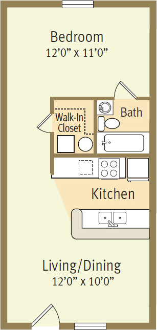 Go to Studio, One Bath Spicewood Floorplan page.