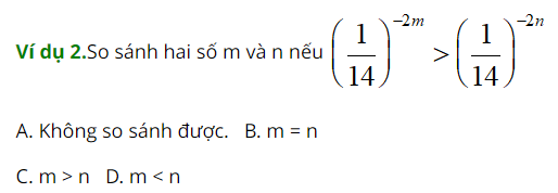 Ví dụ bài tập so sánh luỹ thừa-  bài giảng luỹ thừa lớp 12