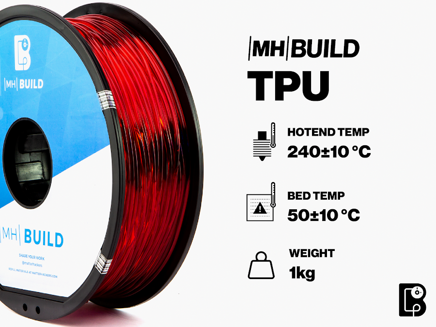 Translucent Purple MH Build Series TPU Flexible Filament - 1.75mm (1kg)