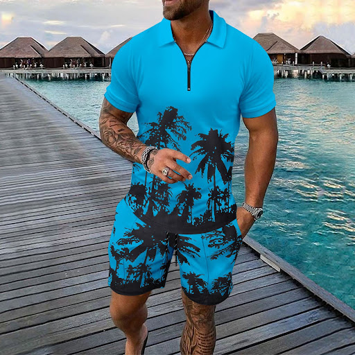 Title 5, Sommer Herren Kurzarm Hemd Shorts Anzug für hei...