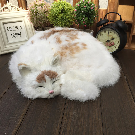 Title 1, Fur Handicraft Simulation Cat Static Model Gift...
