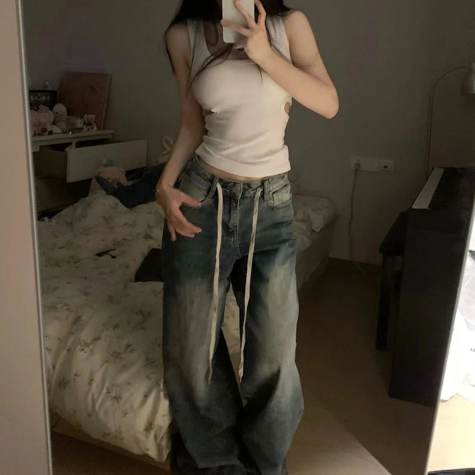 Fat Girl Retro Gewassen Jeans Dames Plus Size High Waist – Comfortabele jeans met hoge taille voor een flatterende pasvorm
