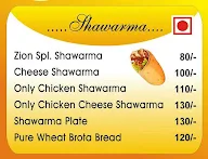 Zion Shawarma menu 1