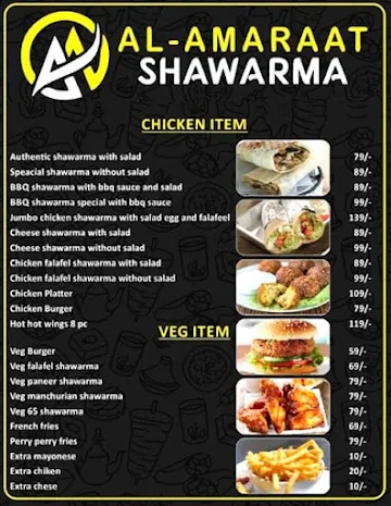 Al Amaraat Shawarma menu 