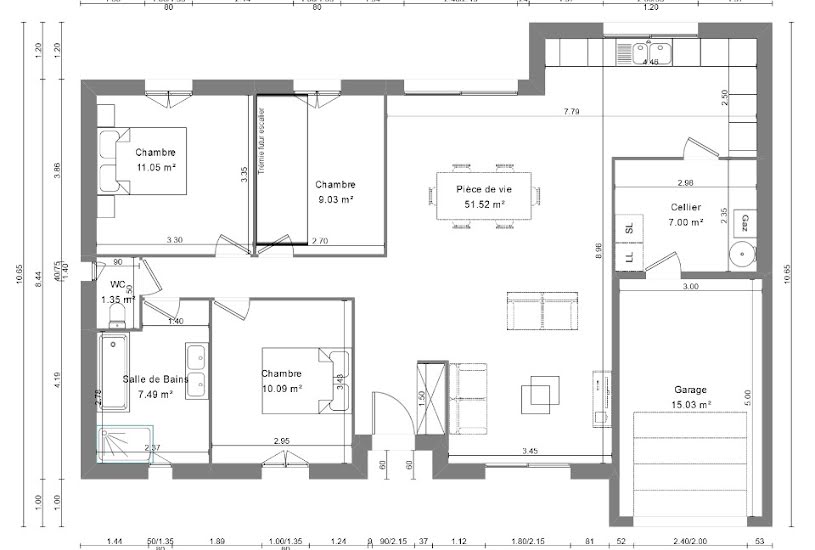  Vente Terrain + Maison - Terrain : 620m² - Maison : 90m² à Cerelles (37390) 