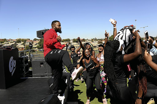 Rapper Cassper Nyovest performs at the Nike Football Centre in Soweto for his #GoJourg collaboration with Nike.