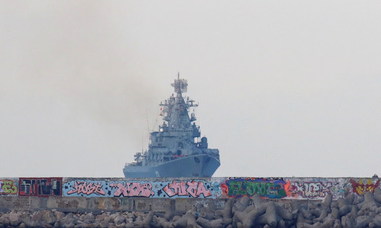 The Moskva, flagship of Russia’s Black Sea Fleet before it was sunk. Picture: ALEXEY PAVLISHAK/REUTERS/FILE PHOTO