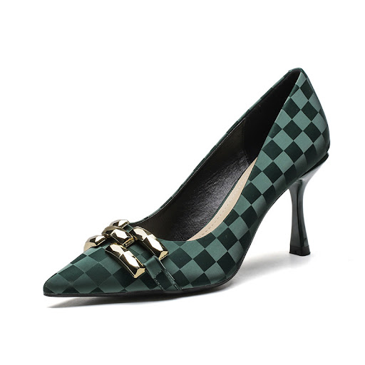 Title 3, Checkerboard Plaid Green Shallow Mouth Womens ...