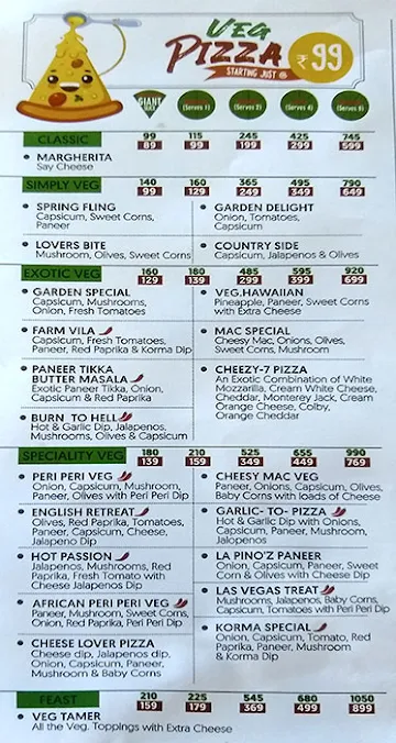 La Pino'z Pizza menu 