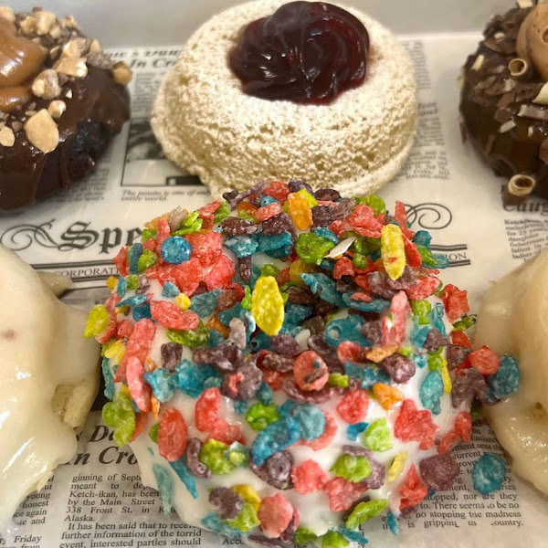 GF Donuts
Belmar bomb, jelly, chocolate mousse, raspberry danish, fruity pebbles, blueberry danish