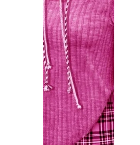 Pull à manches longues à capuche en jacquard de couleur contrastée avec coutures tricotées