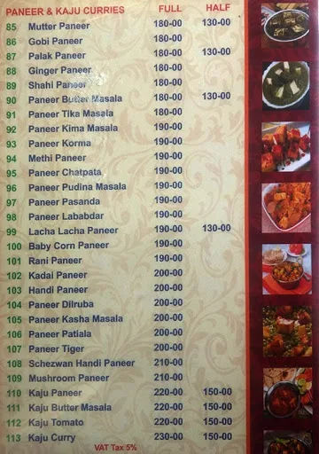 Hitex Santosh Dhaba menu 