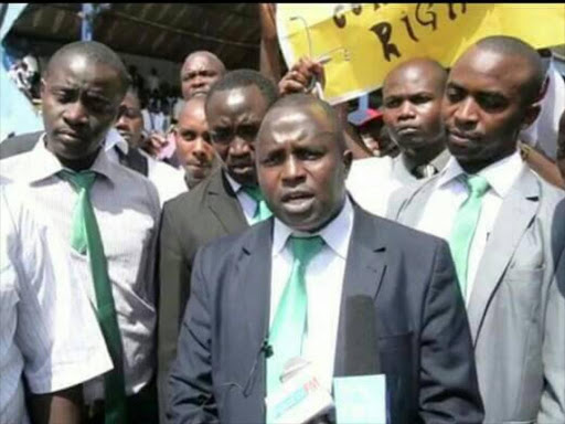 Kenya Union of clinical offiers Austin Oduor, deputy secretary general (second left), and chairman Albert Taiti address the media early this year.