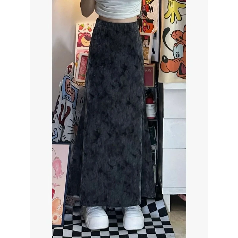 Nuova gonna cinese retrò tie-dye per donna, primavera. Stile vintage, perfetta per un look bohémien ed elegante. Ideale per la stagione.