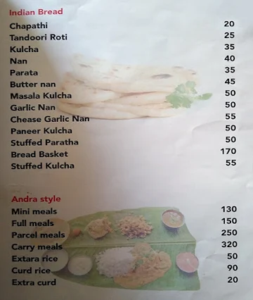 Aaradhya Family Restaurants menu 