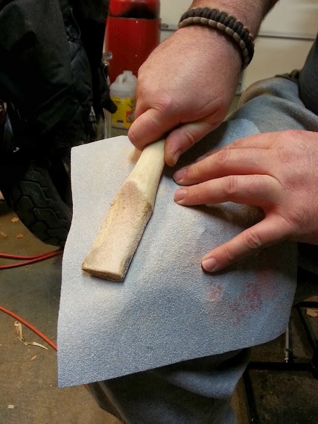 Sanding the handle