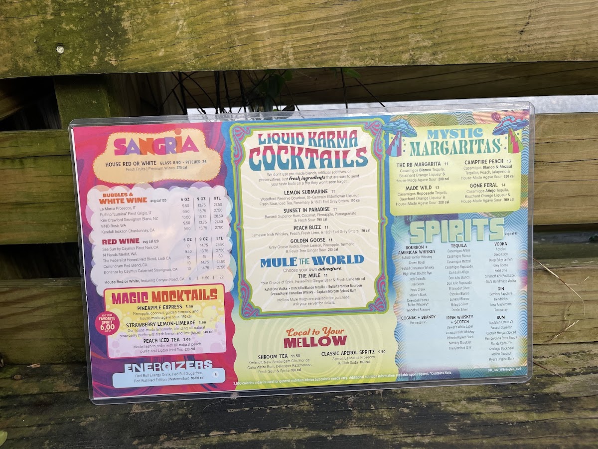 Cocktail menu