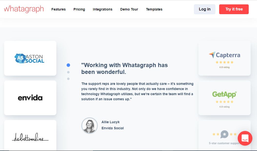 Whatagraph social proof