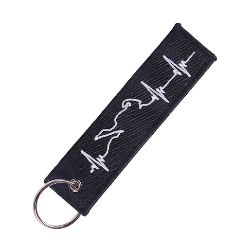 Title 3, White ECG Racing Embroidered Keychain for motor...
