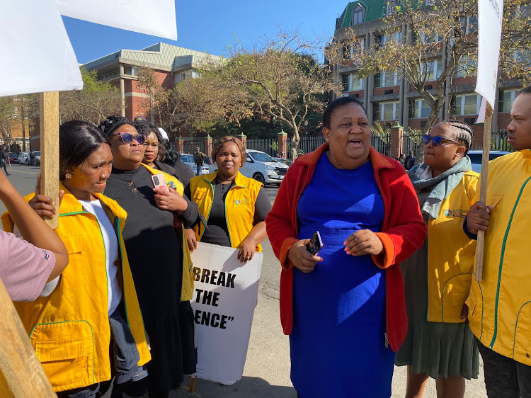 Social workers outside the Pietermaritzburg high court on Monday