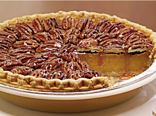 Not my photo - this is just a standard pecan pumpkin pie. I will take a photo next time I make the amazing flaming version!