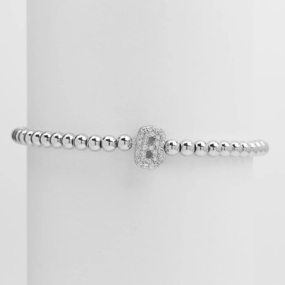 Bracelet de perles DIY avec lettres anglaises, micro-incrustations en laiton et motif ballon bulle. Créez votre bijou personnalisé.