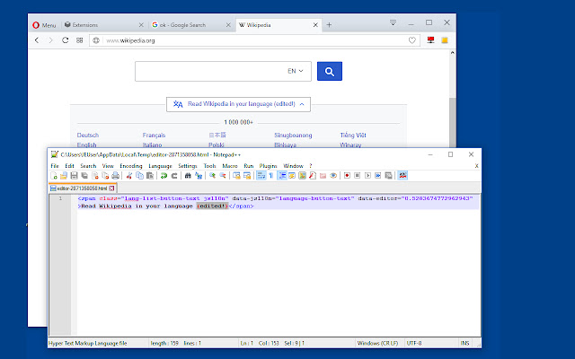 Edit with Notepad++ chrome extension