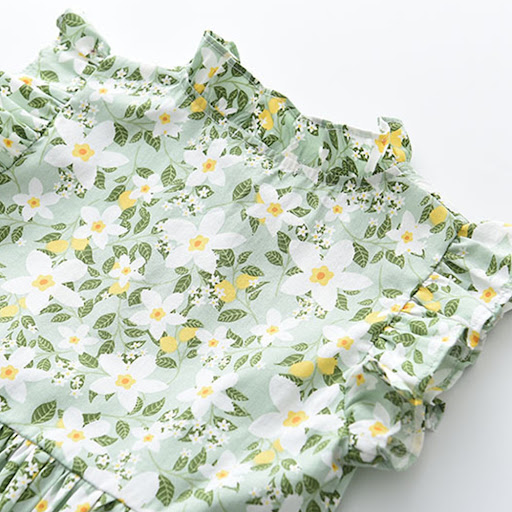 Title 16, Collar Fly Sleeve Floral Dress Button Doll styl...