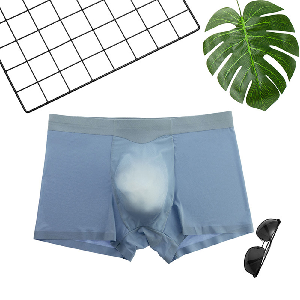 Title 14, Cueca boxer masculina de seda gelada ultrafina,...