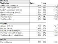 Sassy Dimsums menu 1