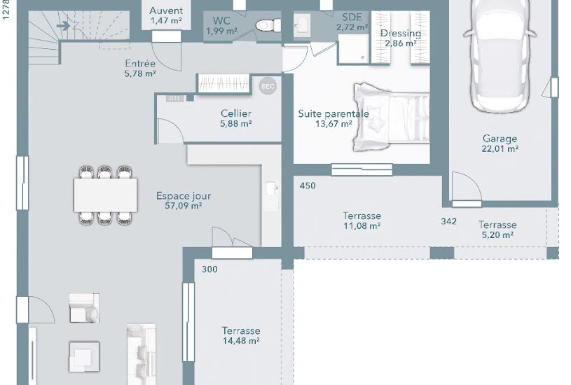  Vente Terrain + Maison - Terrain : 500m² - Maison : 140m² à Vitrolles (13127) 