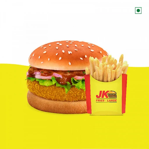 Zesty Paneer Burger + Fries