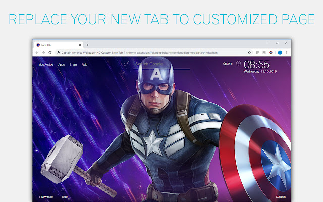 Captain America Backgrounds HD Custom New Tab logo