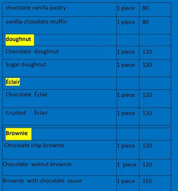 Cake Point menu 