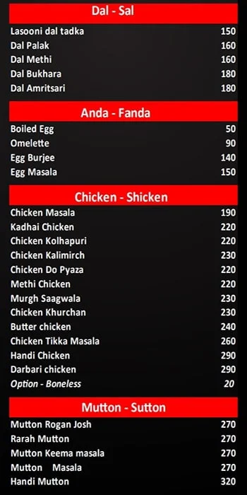 Birbal Biryani menu 