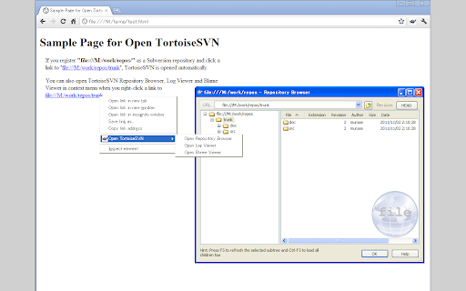 Open TortoiseSVN for Google Chrome™