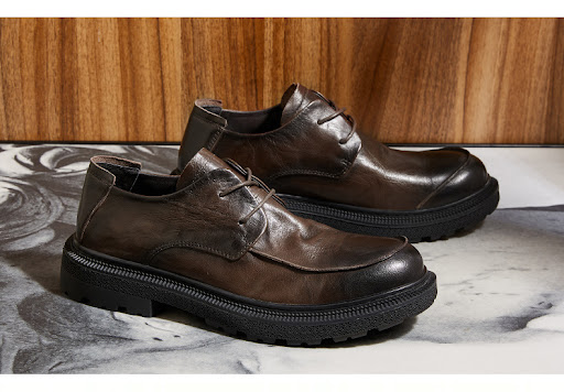 Title 6, Mens Leather Shoes Round Head Breathable Retro...