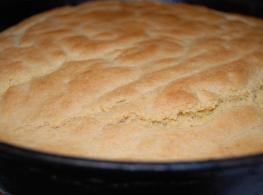 My cornbread baked in castiron skillet.